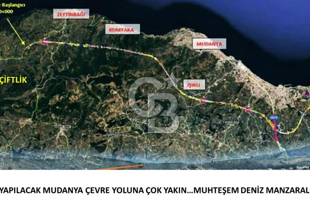 MUDANYA ÇEVRE YOLU PROJESİNE 1 KM MESAFEDE DENİZ MANZARALI YATIRIMLIK