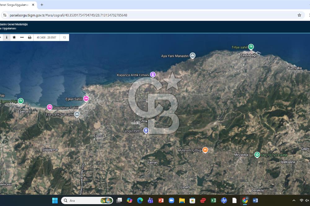 MUDANYA ÇEVRE YOLU PROJESİNE 1 KM MESAFEDE DENİZ MANZARALI YATIRIMLIK