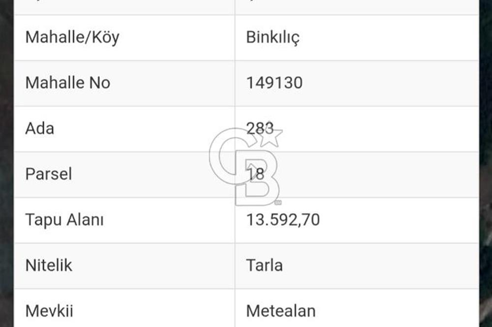 İSTANBUL ÇATALCA BİNKILIÇ'TA SATILIK TEK TAPU TARLA