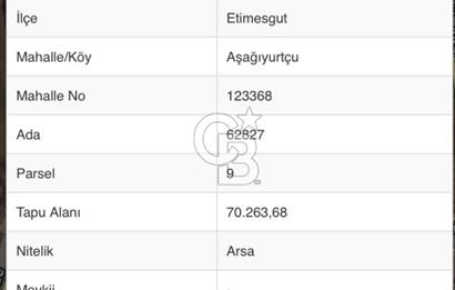 ANKARA ETİMESGUT AŞAĞI YURTÇU'DA 1516M2 SATILIK HİSSELİ ARSA