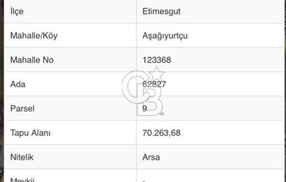 ANKARA ETİMESGUT AŞAĞI YURTÇU'DA 1516M2 SATILIK HİSSELİ ARSA