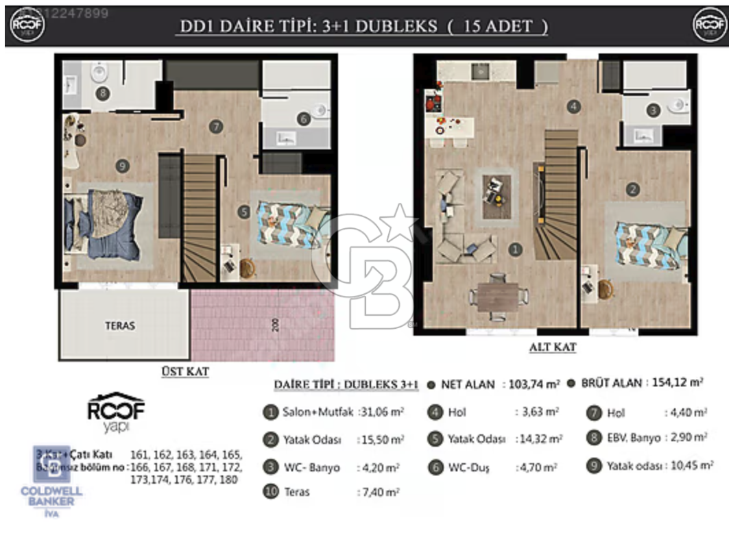 GÖKTÜRK İSTANBUL CAD.ROOF YAPIDAN SATILIK 3+1 SIFIR DUBLEX DAİRE
