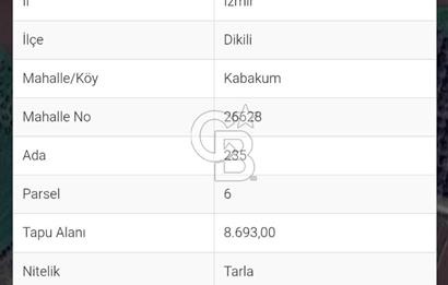 İZMİR DİKİLİ KABAKUM DA DENİZE YAKIN TEK TAPU SATILIK ARSA