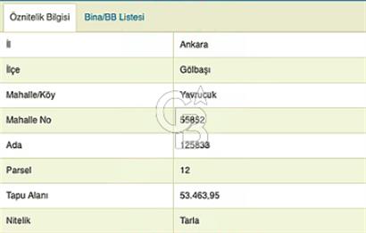 GÖLBAŞI-YAVRUCUK-Haymana Yoluna 500 mt - 4.384 m2 TARLA HİSSESİ