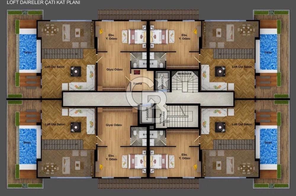 Üsküdar Çengelköy'de Boğaz Manzaralı Havuzlu Loft Dubleks Daire