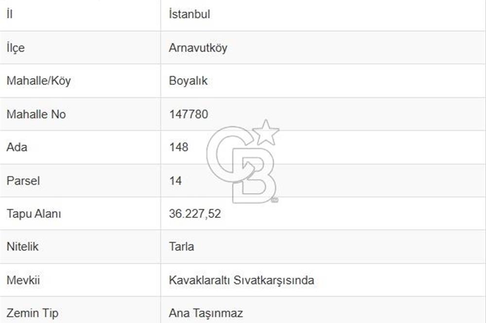 ARNAVUTKÖY'DE KİRALIK 2900 M² ARSA