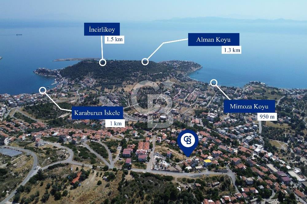 Karaburun Merkez'de Panoramik Deniz Manzaralı 169 m² Arsa