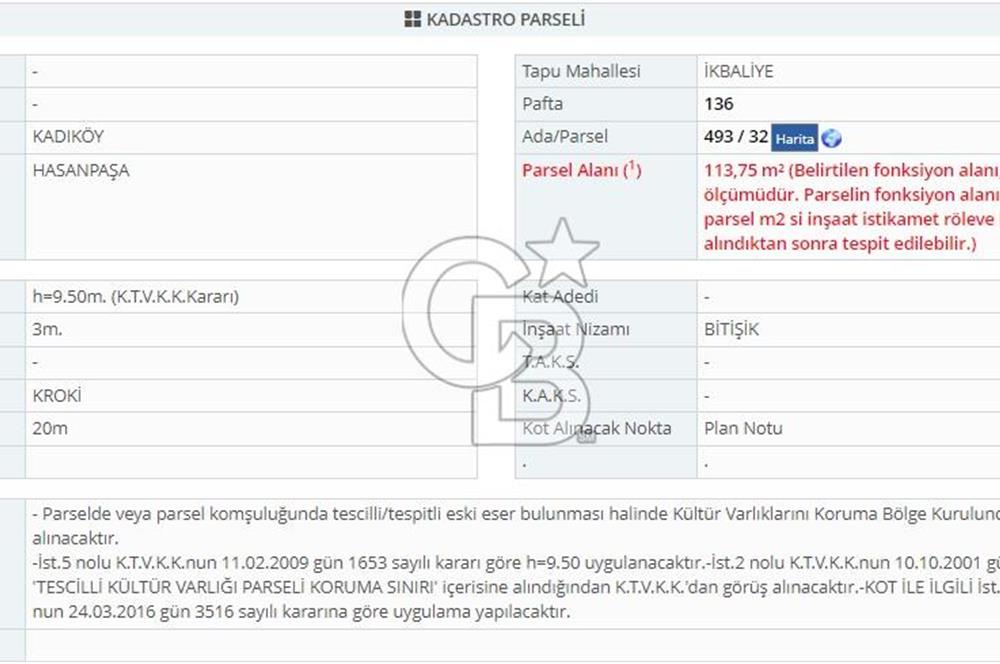 İSTANBUL KADIKÖY HASANPAŞA İKİ YOLA CEPHELİ KONUT İMARLI 140m2 ARSA FIRSATI