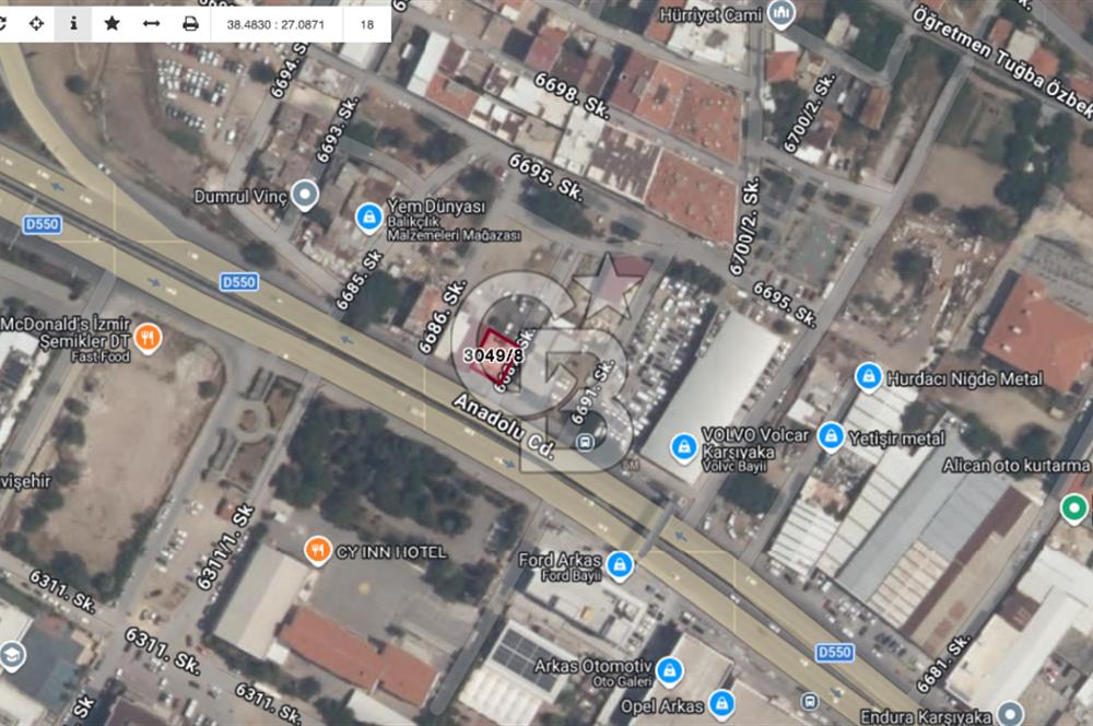 Karşıyaka Cumhuriyet Anadolu Caddesi'nde Değerli Arsa