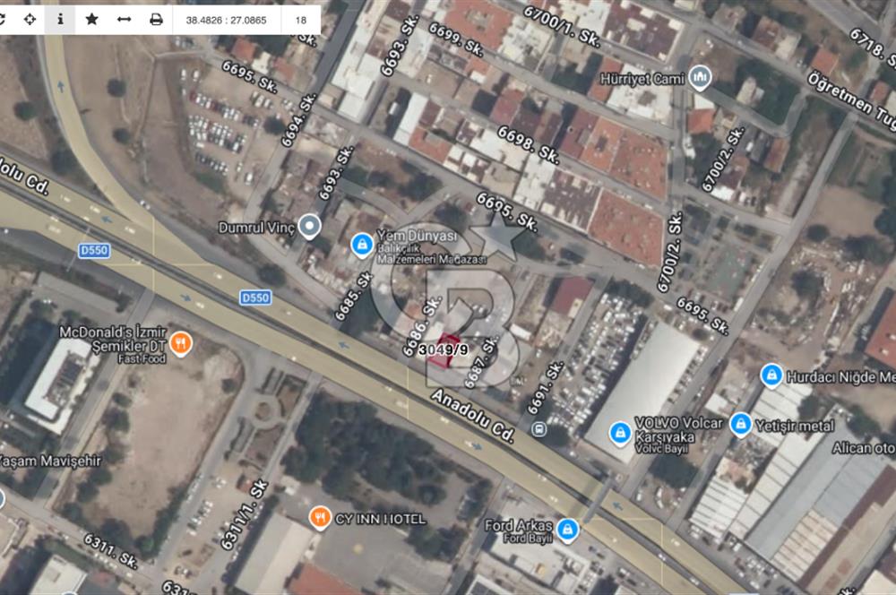 Karşıyaka Cumhuriyet Anadolu Caddesi'nde Değerli Arsa