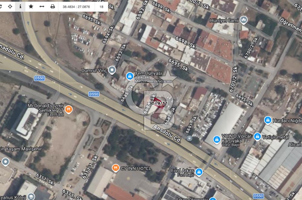 Karşıyaka Cumhuriyet Anadolu Caddesi'nde Değerli Arsa