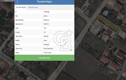 ÇORLU SEYMEN’de İMARLI YATIRIMA UYGUN SATILIK 540m2 ARSA