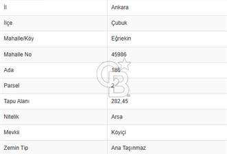 ÇUBUK EĞRİEKİN MAHALLESİ MERKEZİNDE KÖY İMARLI SATILIK ARSA - 1 - 358662