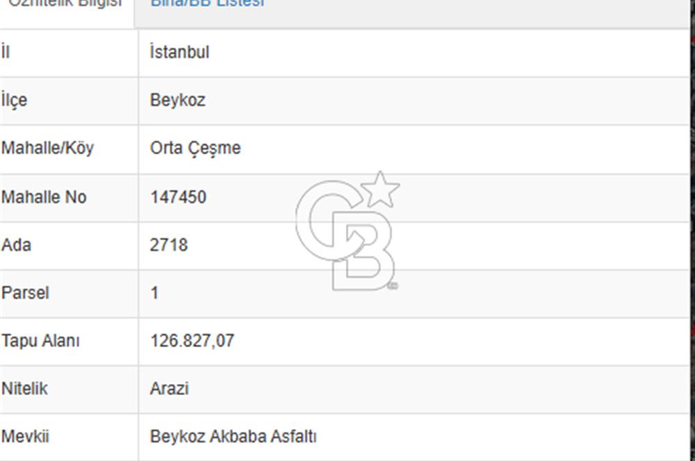 CB'DAN BEYKOZ ORTAÇEŞME, 138 M2, MÜSTAKİL, SATILIK ARSA