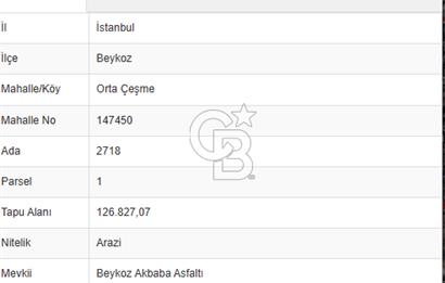 CB'DAN BEYKOZ ORTAÇEŞME, 138 M2, MÜSTAKİL, SATILIK ARSA