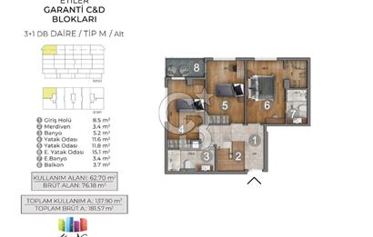 1327192433 ETİLER MAANAA50 GARANTI SİTESİ SATILIK LÜKS DUBLEKS DAİRE