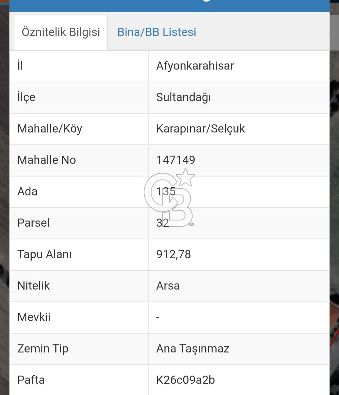 AFYONKARAHİSAR SULTANDAĞI KARAPINAR KÖYÜ SATILIK ARSA