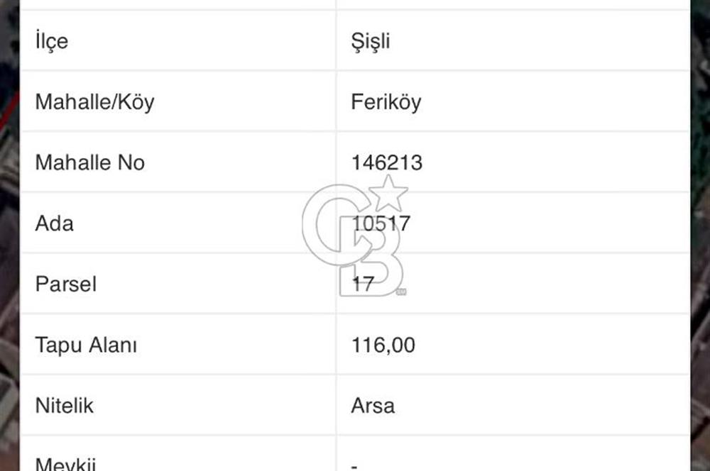 ŞİŞLİ FERİKÖY DE SATILIK ARSA
