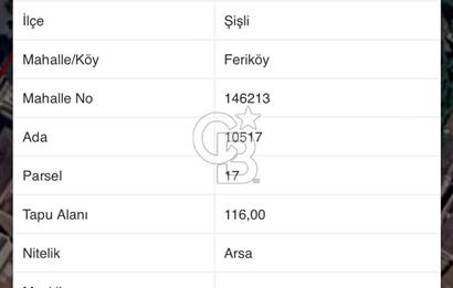 ŞİŞLİ FERİKÖY DE SATILIK ARSA