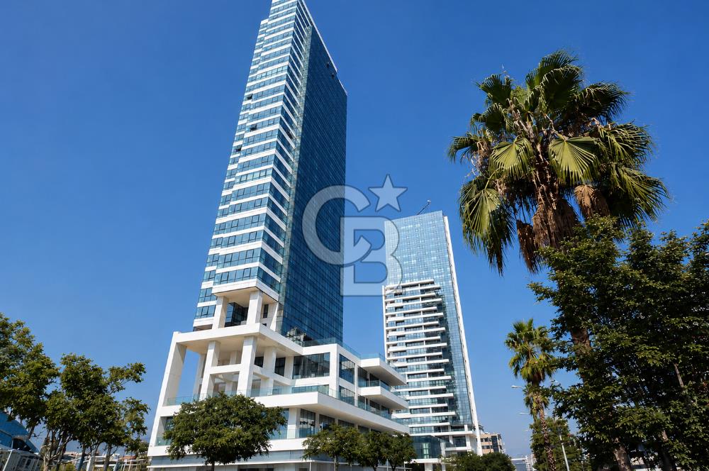 Bayraklı Novus Tower da Deniz Manzaralı Kiralık Yarım Kat Ofis 