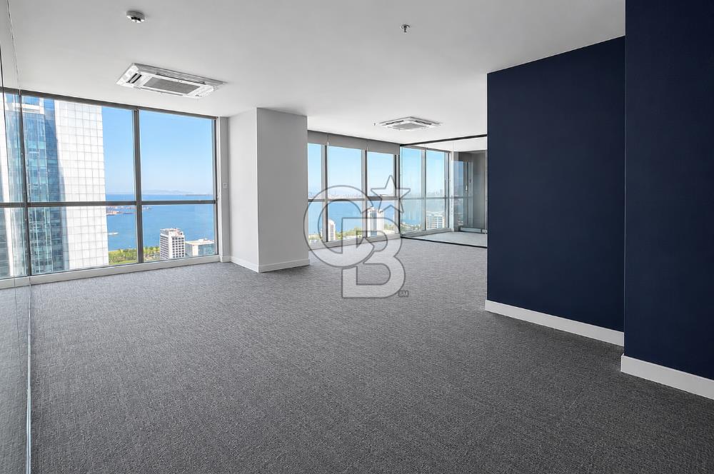 Bayraklı Novus Tower da Deniz Manzaralı Kiralık Yarım Kat Ofis 