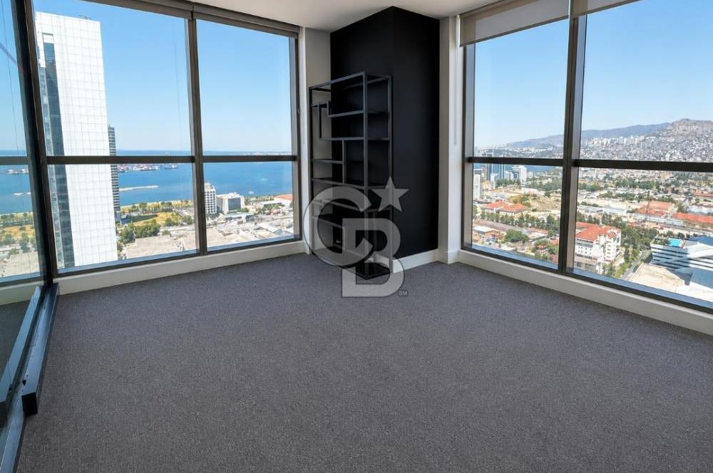 Bayraklı Novus Tower da Deniz Manzaralı Kiralık Yarım Kat Ofis 