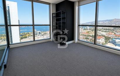 Bayraklı Novus Tower da Deniz Manzaralı Kiralık Yarım Kat Ofis 