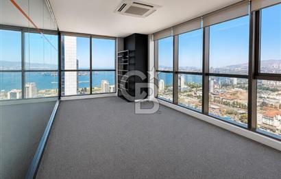 Bayraklı Novus Tower da Deniz Manzaralı Kiralık Yarım Kat Ofis 