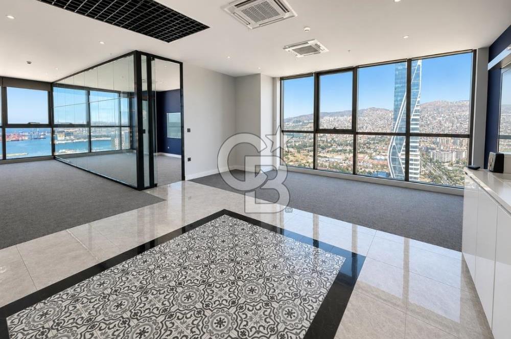 Bayraklı Novus Tower da Deniz Manzaralı Kiralık Yarım Kat Ofis 