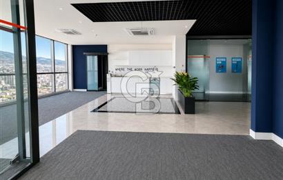 Bayraklı Novus Tower da Deniz Manzaralı Kiralık Yarım Kat Ofis 