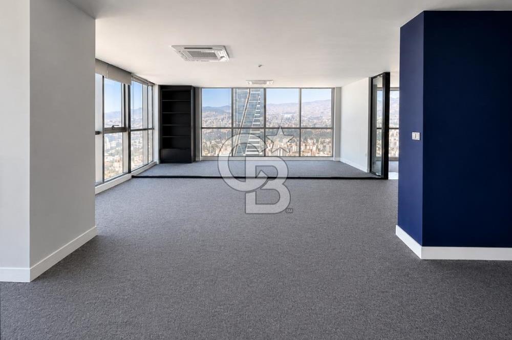 Bayraklı Novus Tower da Deniz Manzaralı Kiralık Yarım Kat Ofis 