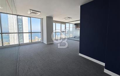 Bayraklı Novus Tower da Deniz Manzaralı Kiralık Yarım Kat Ofis 