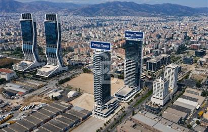 Bayraklı Novus Tower da Deniz Manzaralı Kiralık Yarım Kat Ofis 