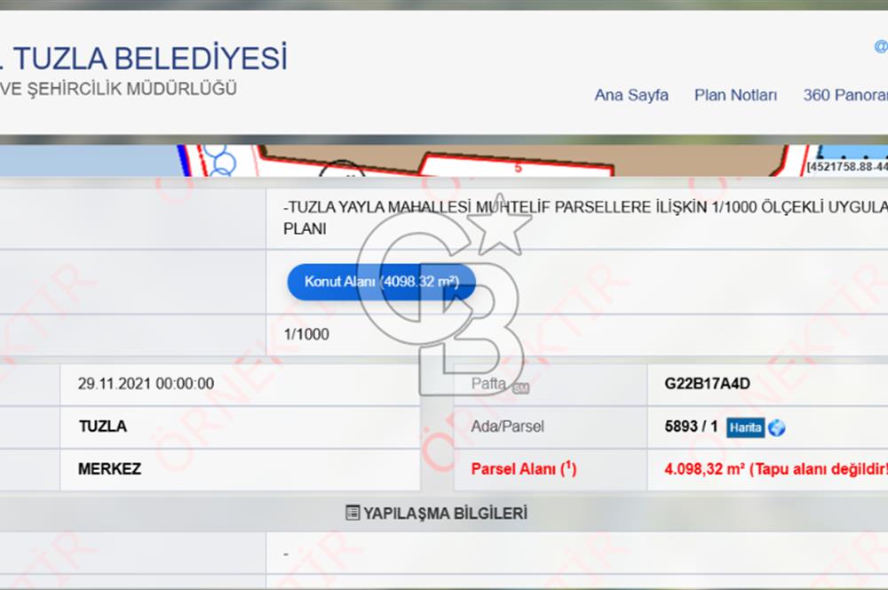 TUZLA MERKEZ'DE KONUT İMARLI ARSADA YATIRIMLIK HİSSE