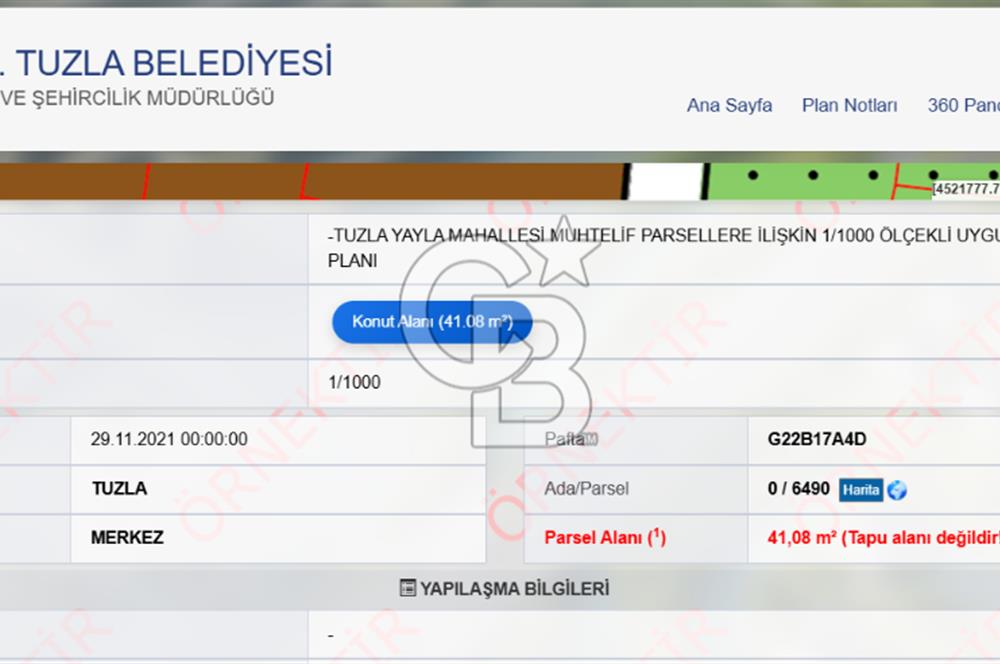 TUZLA YAYLA BARBAROS CADDESİ YAKINI KONUT İMARLI HİSSE