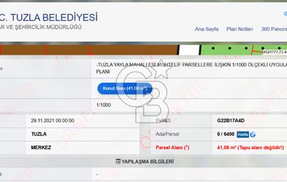 TUZLA YAYLA BARBAROS CADDESİ YAKINI KONUT İMARLI HİSSE