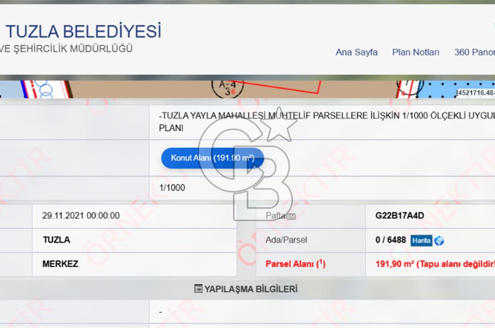 TUZLA YAYLA'DA KONUT İMARLI PARSELDE SATILIK HİSSE