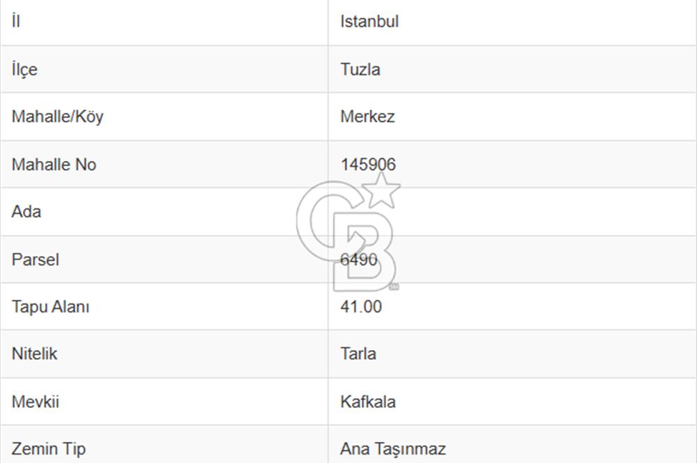 TUZLA YAYLA BARBAROS CADDESİ YAKINI KONUT İMARLI HİSSE