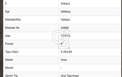 GÖLBAŞI HALAÇLIDA TİCARİ İMARLI 1 EMSAL SATILIK ARSA