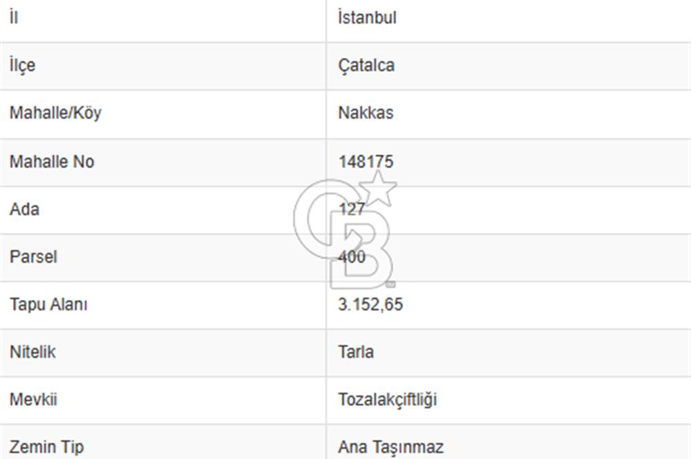 ÇATALCA NAKKAŞDA 328 M2 SATILIK ARSA