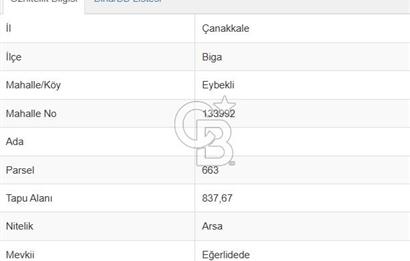 BİGA EYBEKLİ KÖY İÇİ, 2.5 KAT VİLLA İMARLI, MÜSTAKİL PARSEL