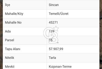 Ankara Sİncan Ücret Köyünde Satılık Tarla - 1 - 359671