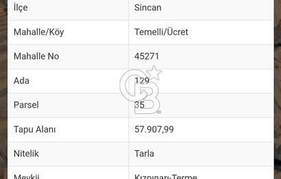 Ankara Sİncan Ücret Köyünde Satılık Tarla