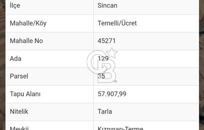 Ankara Sİncan Ücret Köyünde Satılık Tarla
