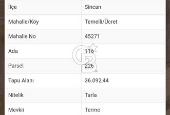 TEK VE KÖK TAPU Ankara Sincan Ücret Mahallesinde Asfalt Yola Cephe Harika Lokasyonda  - 1 - 359665