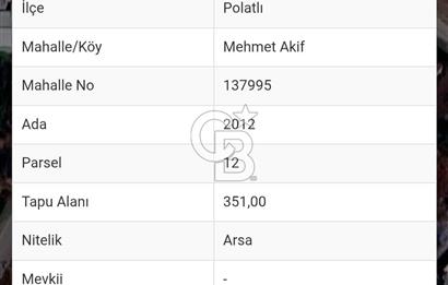 Polatlı Mehmet Akif Mahallesinde Satılık Konut İmarlı Arsa