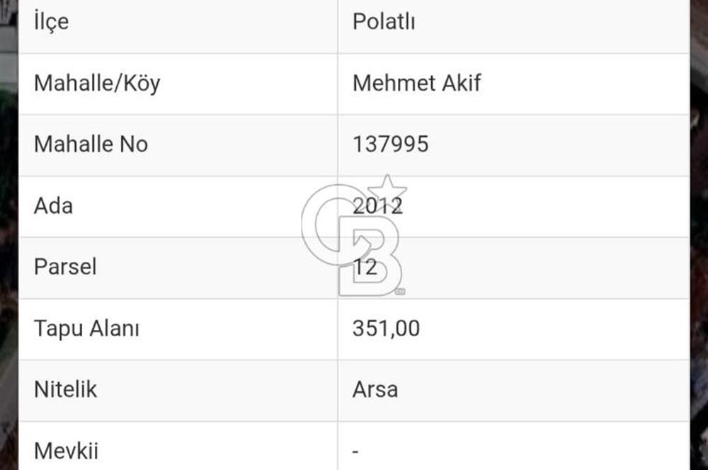 Polatlı Mehmet Akif Mahallesinde Satılık Konut İmarlı Arsa