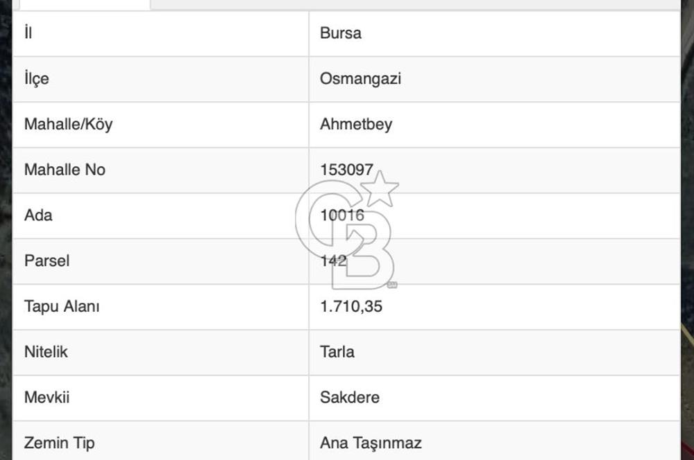  OSMANGAZİ AHMETBEY KÖYÜNDE İMAR YANI SATILIK TARLA