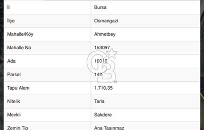  OSMANGAZİ AHMETBEY KÖYÜNDE İMAR YANI SATILIK TARLA