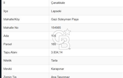 Gazisüleymanpaşa mah.de Tamamı Köprü Manzaralı 3834m2 Arazi